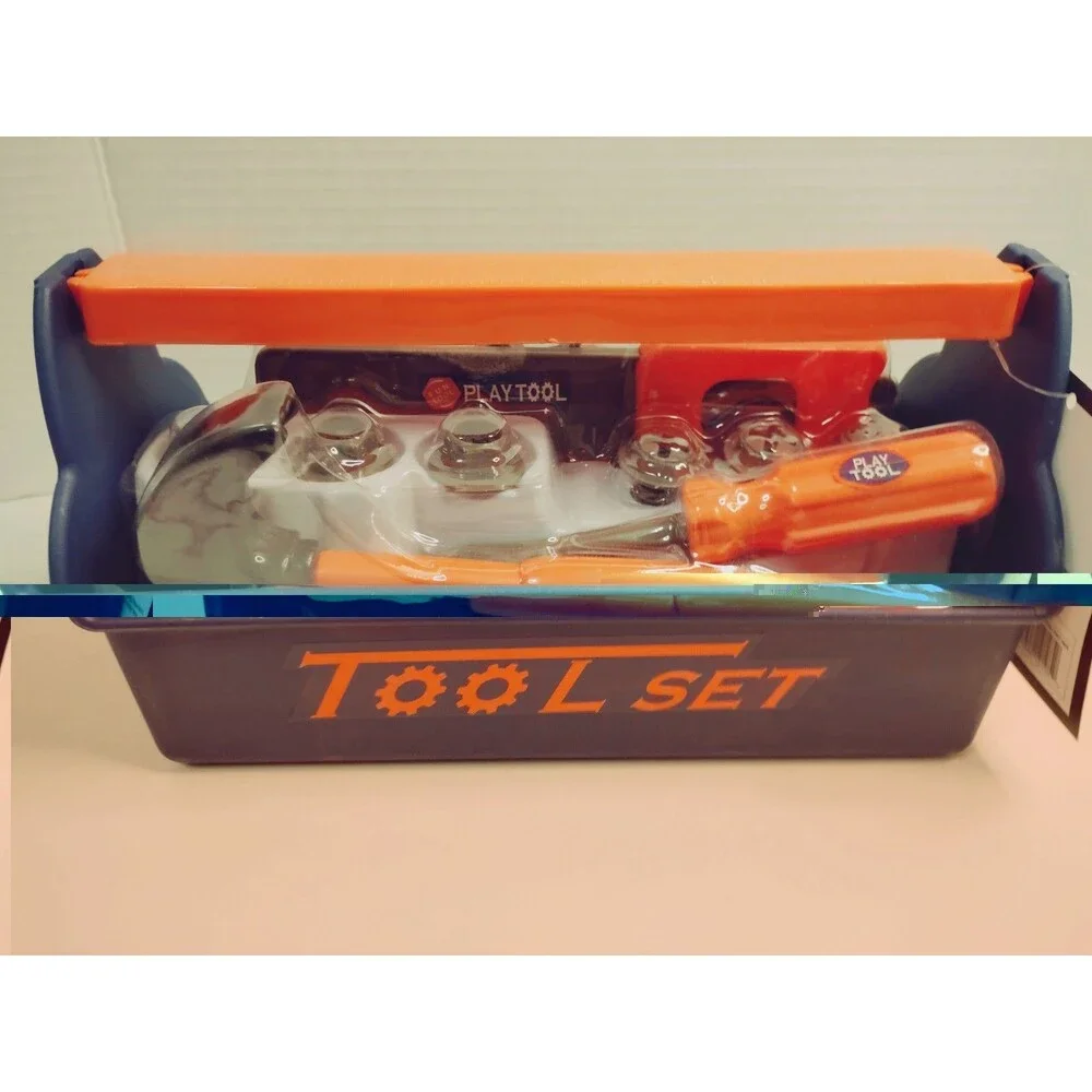Play Right Pretend Play Tool Set w/ Carrying Caddy 11pc Blue/Orange Age 3+